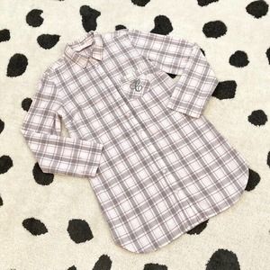 Victoria's Secret XS Pink Check Plaid Print Night Shirt Pajama PJ Dress Gown